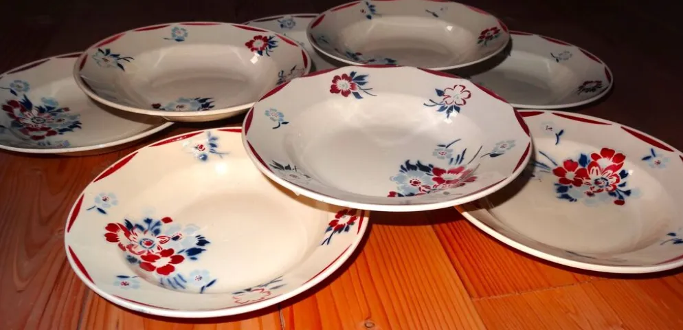 Lot de 8 assiettes creuses K et G Lunéville modèle "Evreux"