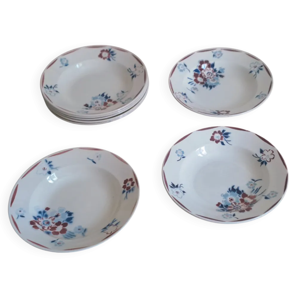 Lot de 8 assiettes creuses K et G Lunéville modèle "Evreux"