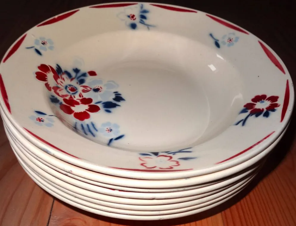 Lot de 8 assiettes creuses K et G Lunéville modèle "Evreux"