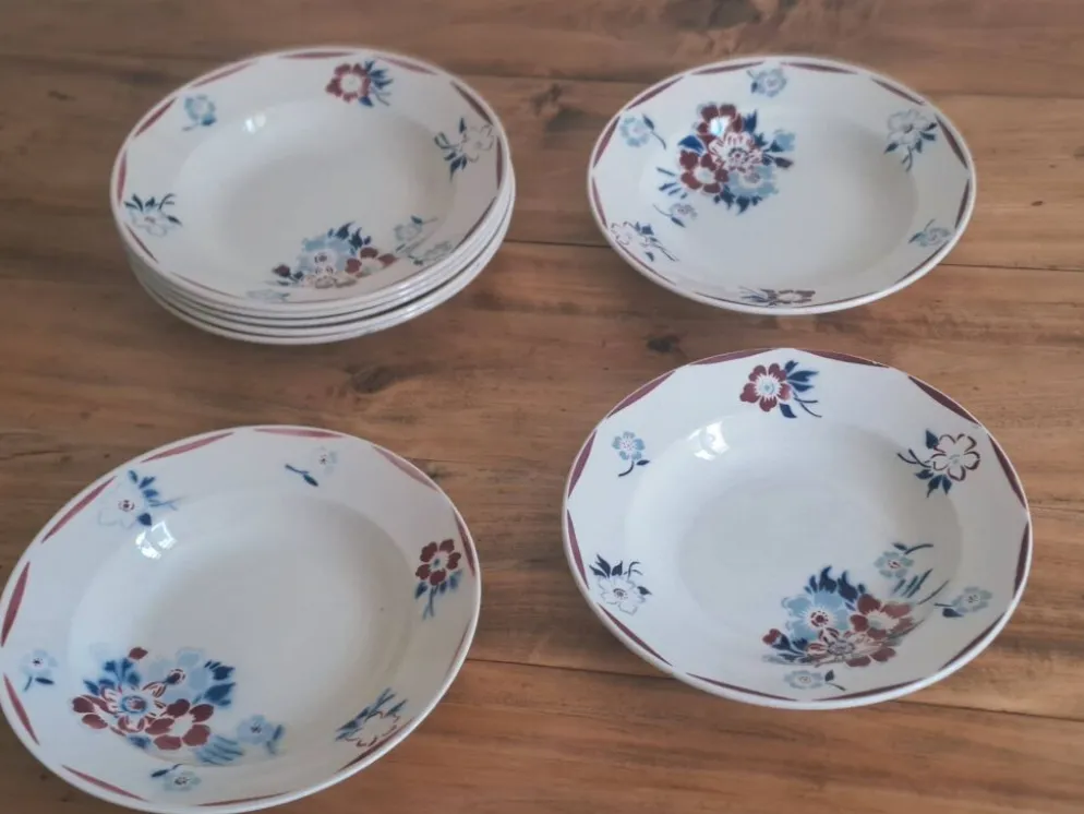 Lot de 8 assiettes creuses K et G Lunéville modèle "Evreux"