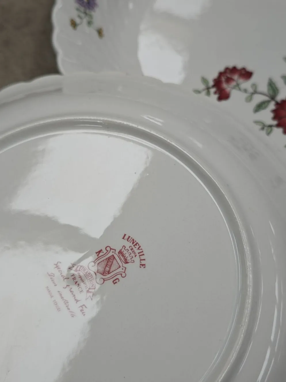 Lot de 6 assiettes creuses KG Lunéville Service Fleurs des Indes