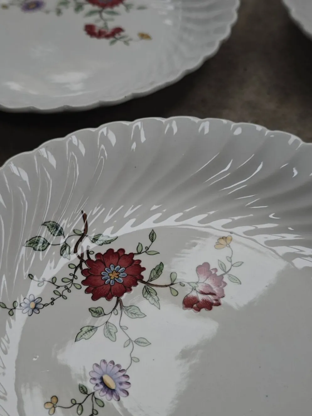Lot de 6 assiettes creuses KG Lunéville Service Fleurs des Indes