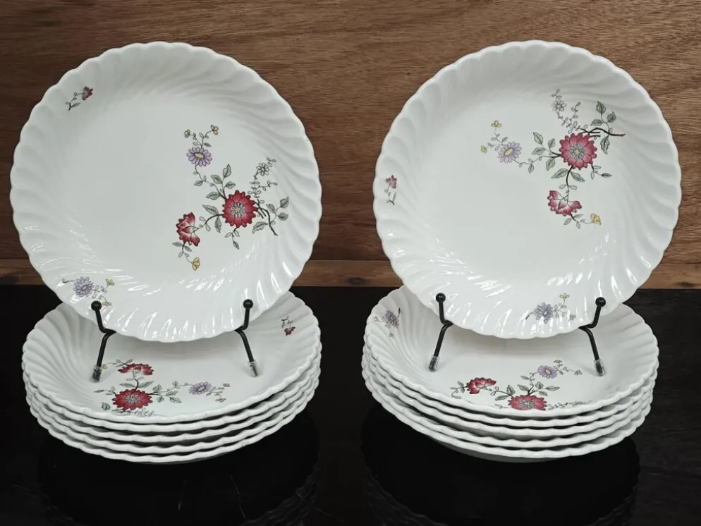 Lot de 6 assiettes creuses KG Lunéville Service Fleurs des Indes