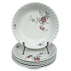 Lot de 6 assiettes creuses KG Lunéville Service Fleurs des Indes