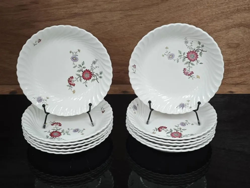 Lot de 6 assiettes creuses KG Lunéville Service Fleurs des Indes