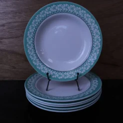Lot de 6 Assiettes creuses KIFO L'Amandinoise décor feuilles vertes
