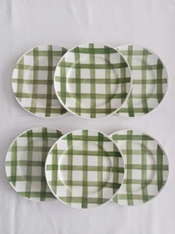 Lot de 6 assiettes creuses Moulin des loups, Nappe