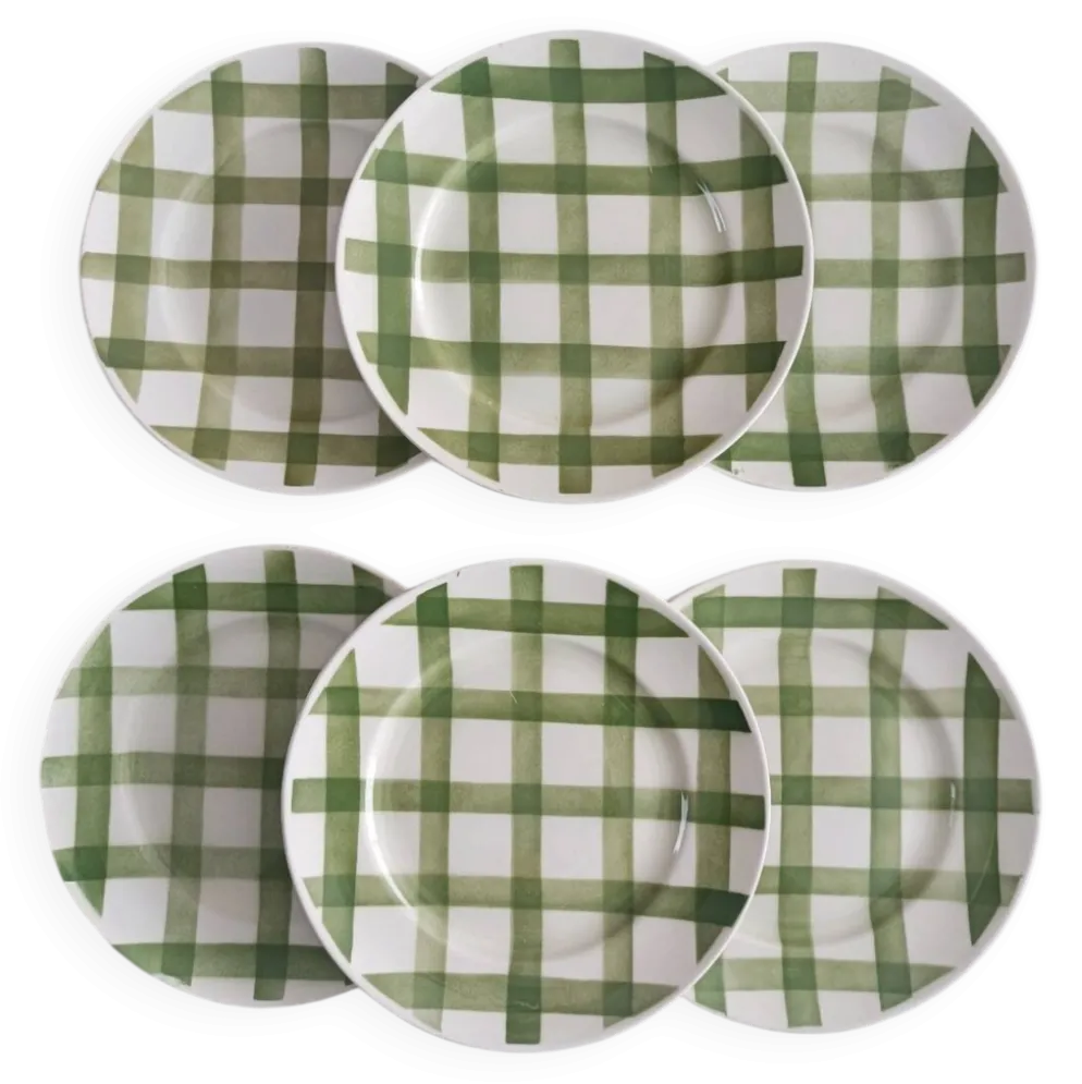 Lot de 6 assiettes creuses Moulin des loups, Nappe