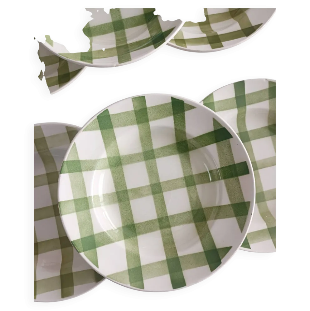 Lot de 6 assiettes creuses Moulin des loups, Nappe