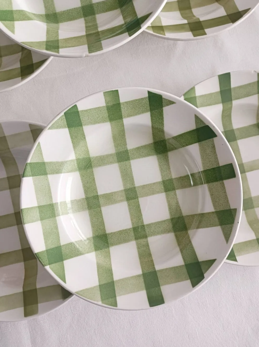 Lot de 6 assiettes creuses Moulin des loups, Nappe