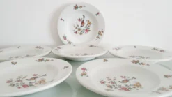 Lot de 6 assiettes creuses " oiseau de paradis " Sarreguemines
