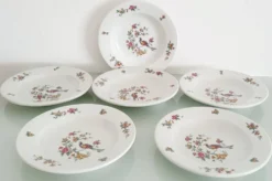 Lot de 6 assiettes creuses " oiseau de paradis " Sarreguemines