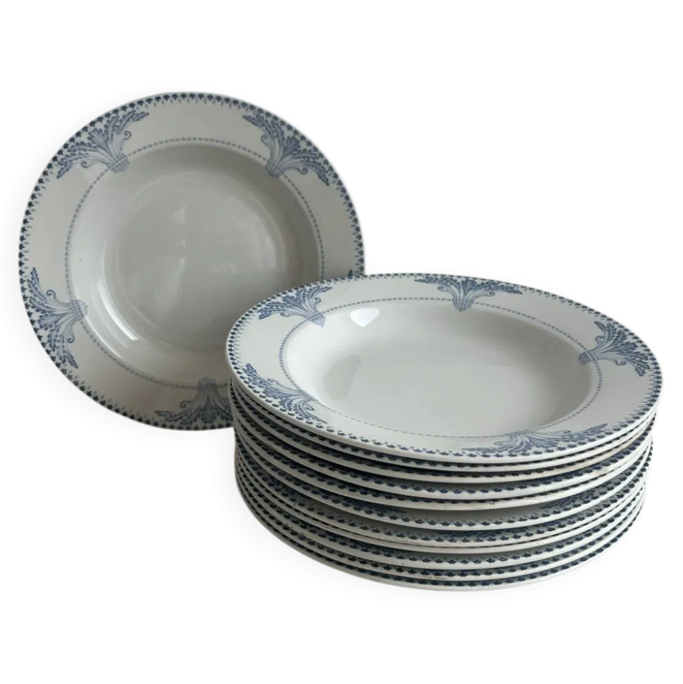 Lot de 12 assiettes creuses Service Windsor Creil et Montereau