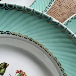 Lot de 10 assiettes creuses vintage décors d'oiseaux
