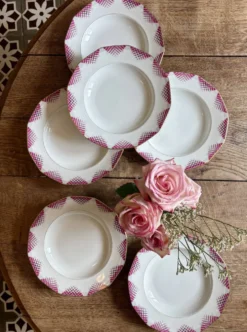 Lot de 6 assiettes creuses vintage en porcelaine