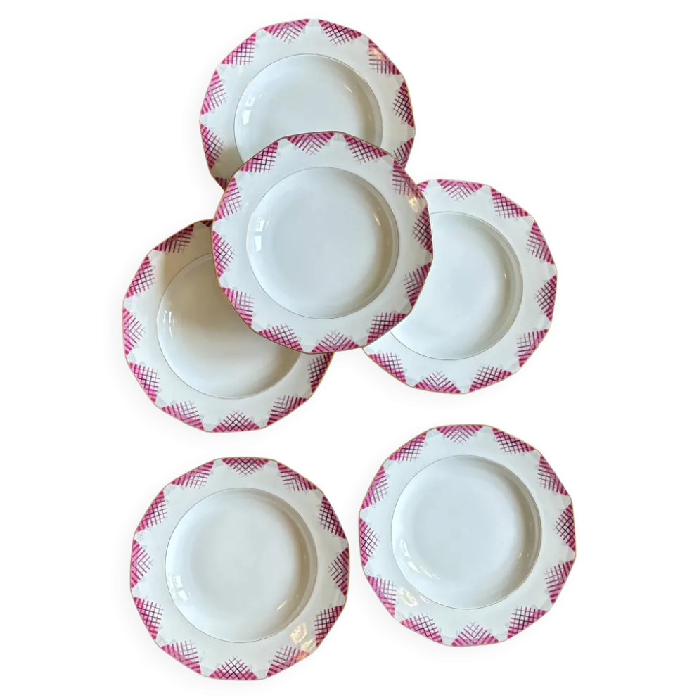 Lot de 6 assiettes creuses vintage en porcelaine