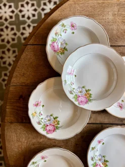 Lot de 6 assiettes creuses vintage, décors Anémone de Digoin Sarreguem