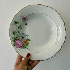 Lot de 6 assiettes creuses vintage, décors Anémone de Digoin Sarreguem