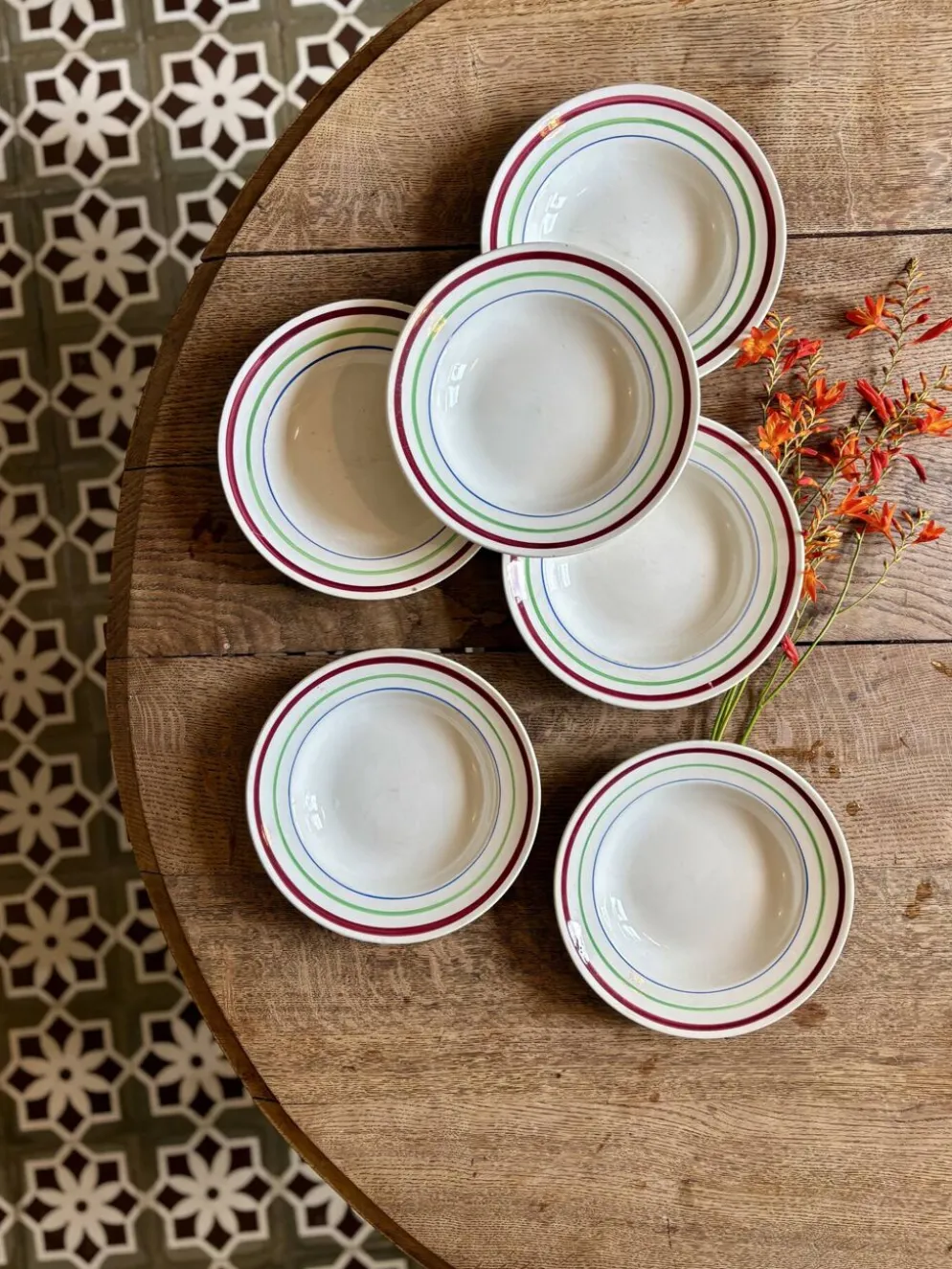 Lot de 6 assiettes creuses vintage, modèles Gildas