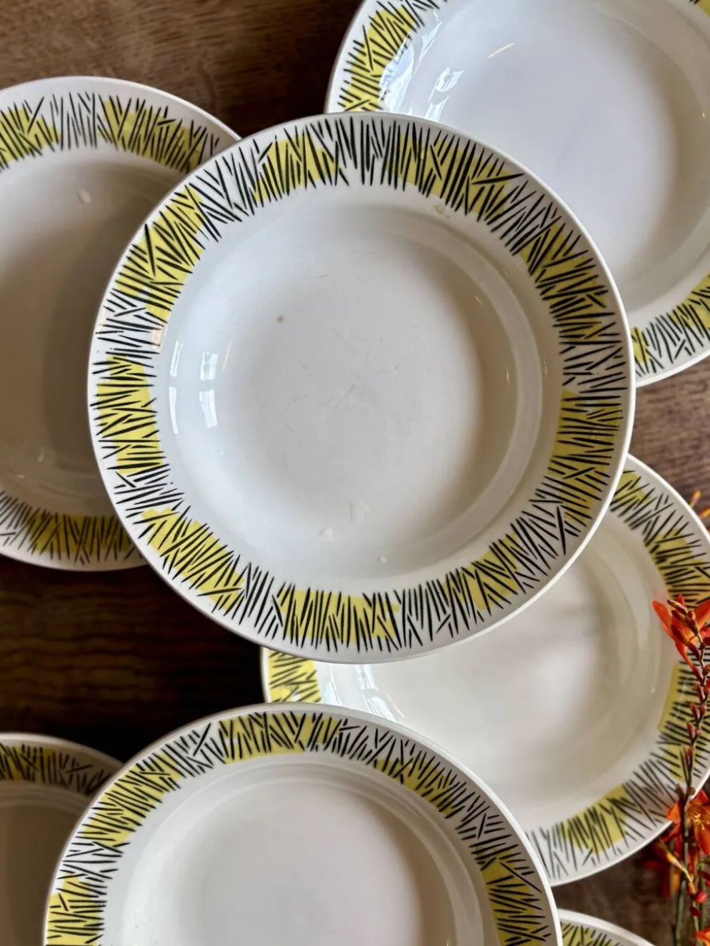 Lot de 10 assiettes creuses vintage, modèles Monico de Digoin/Sarregue