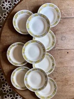 Lot de 10 assiettes creuses vintage, modèles Monico de Digoin/Sarregue
