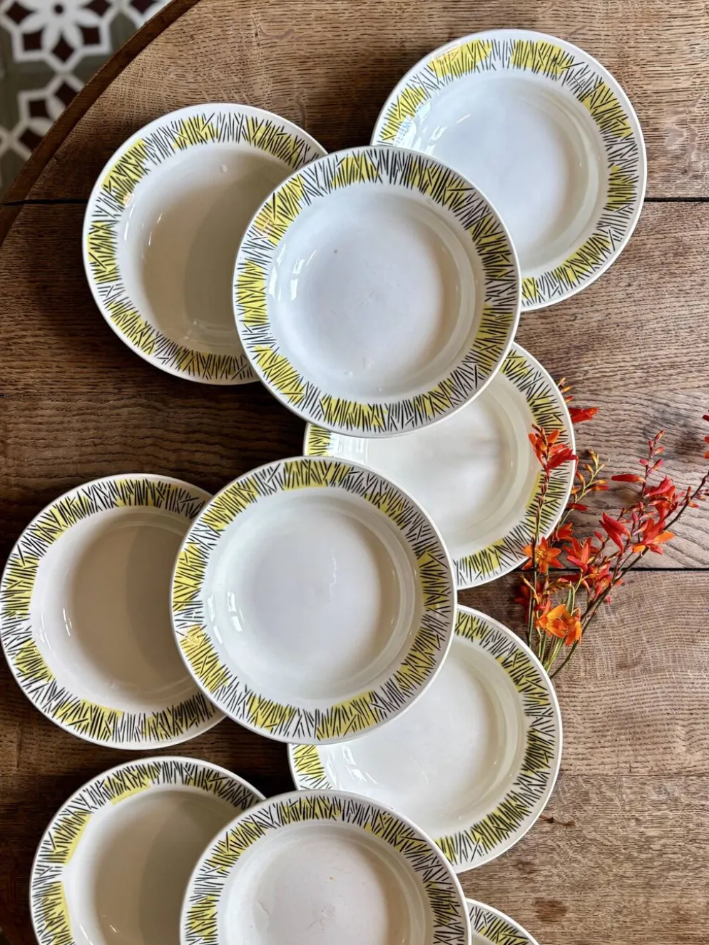 Lot de 10 assiettes creuses vintage, modèles Monico de Digoin/Sarregue