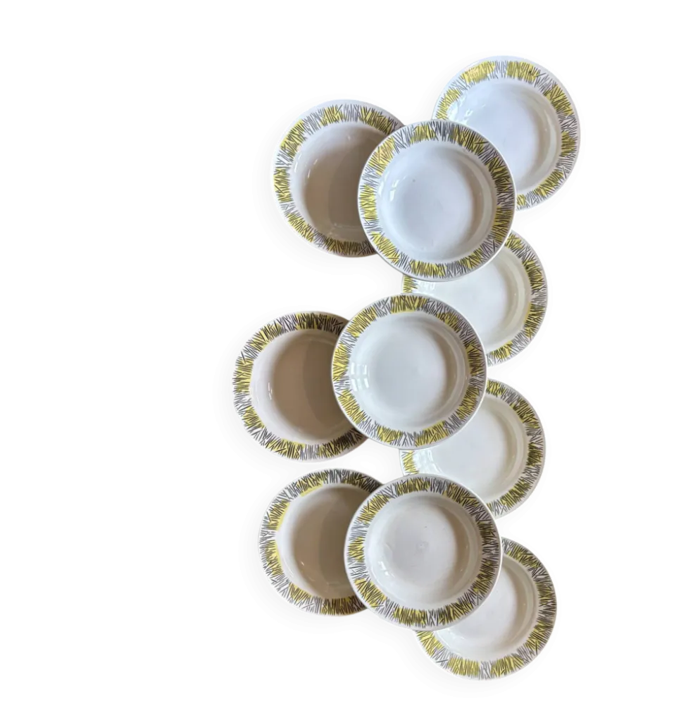Lot de 10 assiettes creuses vintage, modèles Monico de Digoin/Sarregue