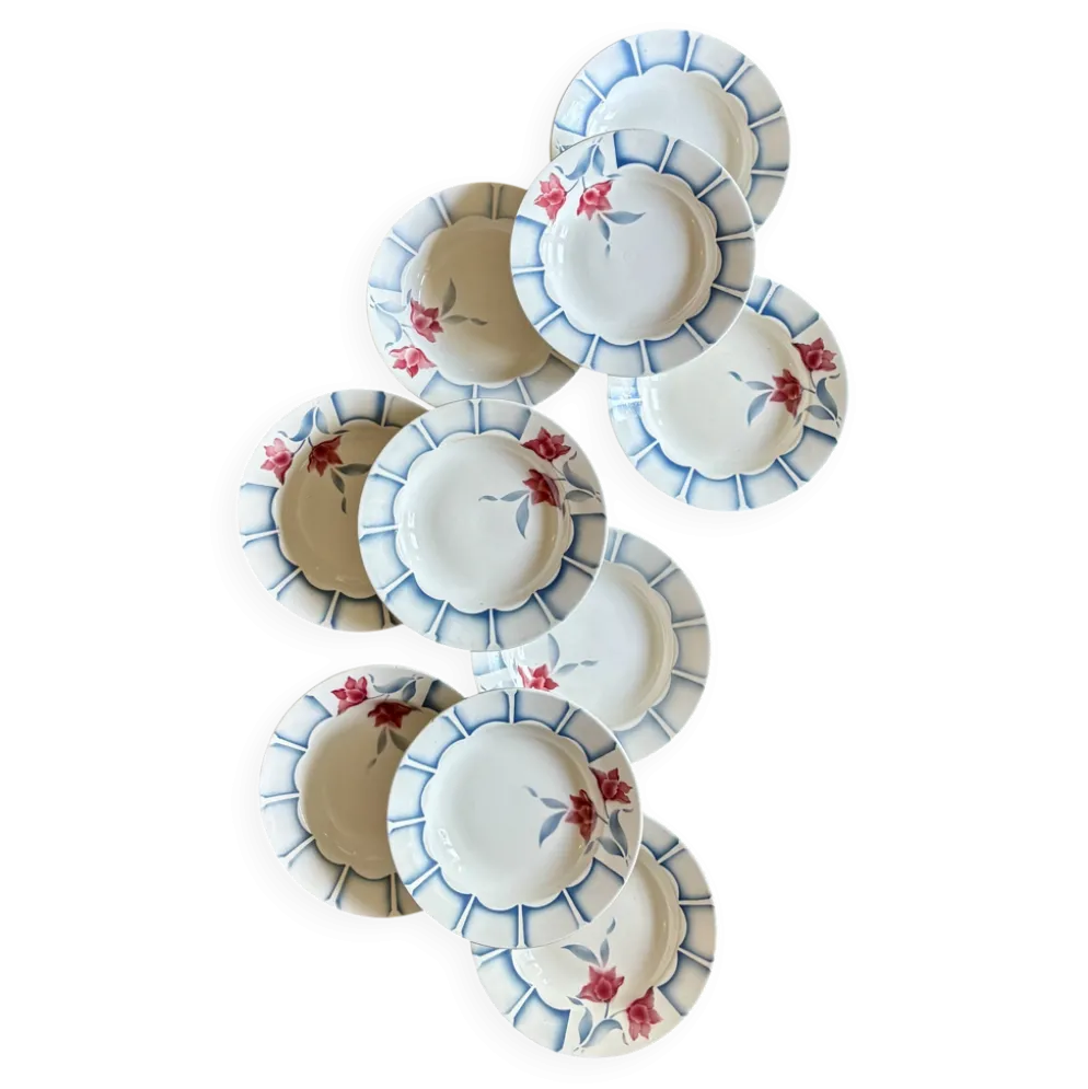 Lot de 10 assiettes creuses vintage de Digoin