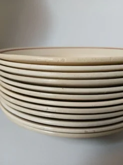 Lot de 12 assiettes creuses vintage motif bordeaux caramel