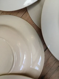 Lot de 12 assiettes creuses vintage motif bordeaux caramel