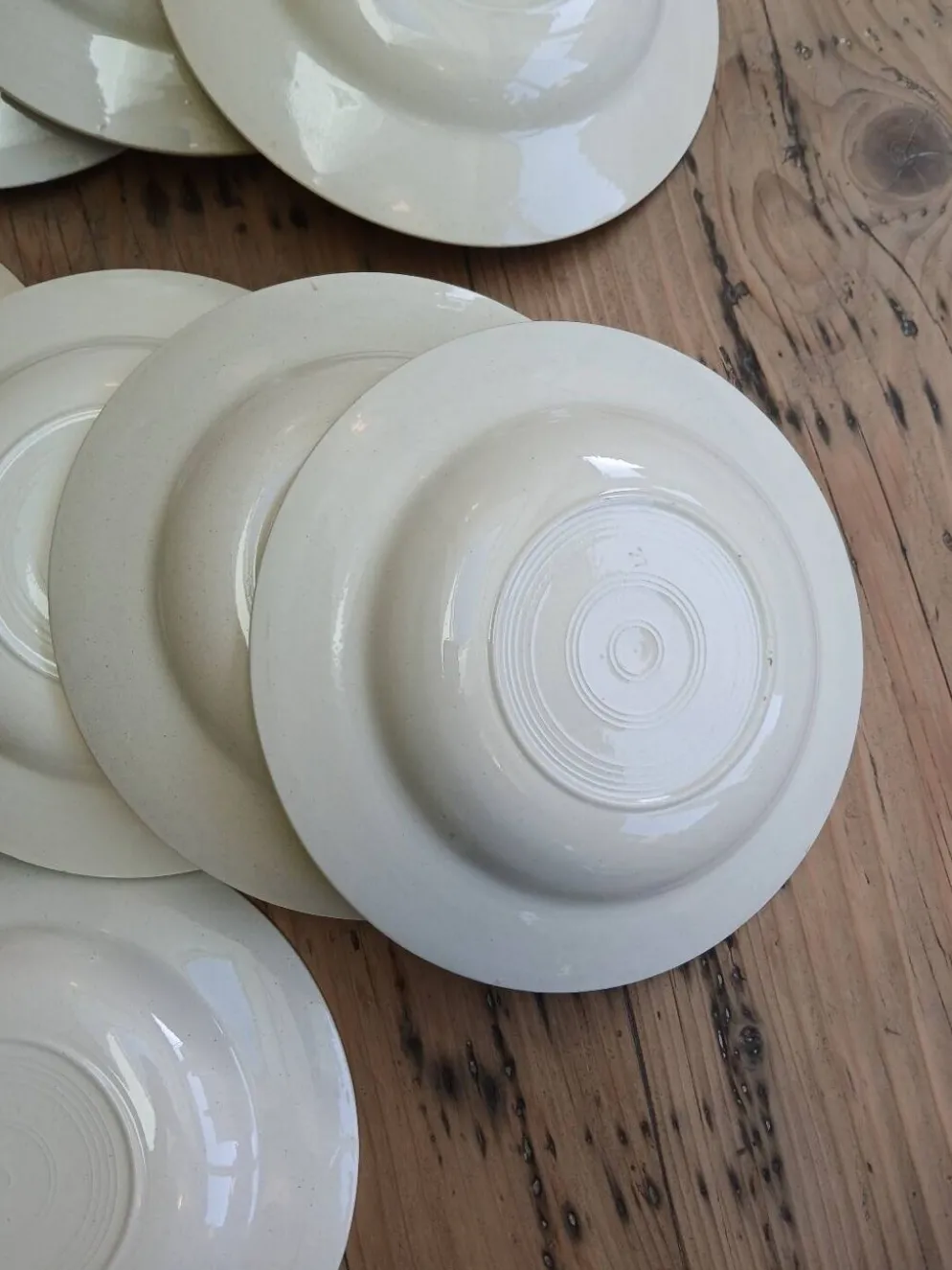 Lot de 12 assiettes creuses vintage motif bordeaux caramel