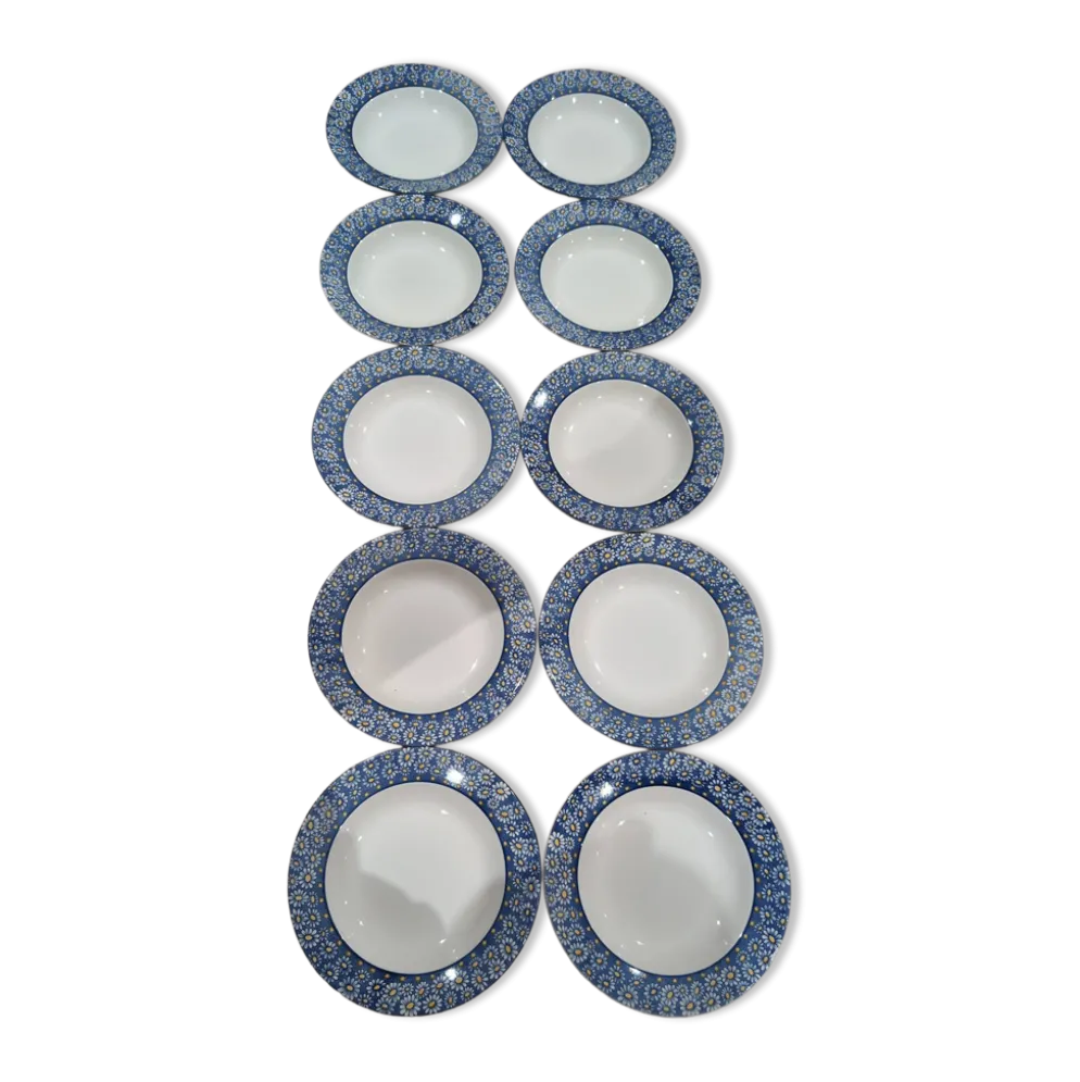 Lot de 10 assiettes creuses vintage en faïence