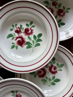 Lot de 12 assiettes creuses vintage - Les Roses -