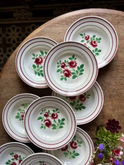 Lot de 12 assiettes creuses vintage - Les Roses -
