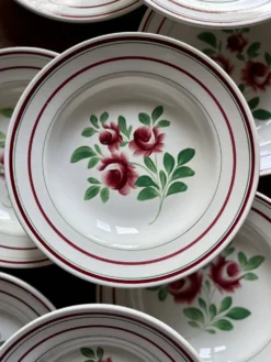 Lot de 12 assiettes creuses vintage - Les Roses -