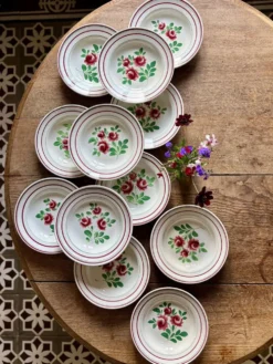 Lot de 12 assiettes creuses vintage - Les Roses -