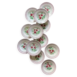Lot de 12 assiettes creuses vintage - Les Roses -