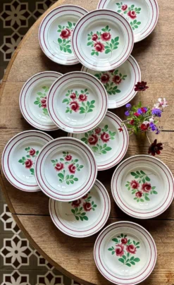 Lot de 12 assiettes creuses vintage - Les Roses -