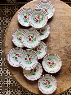 Lot de 12 assiettes creuses vintage - Les Roses -