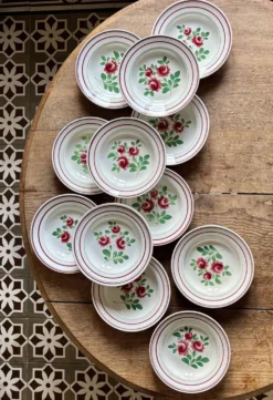 Lot de 12 assiettes creuses vintage - Les Roses -