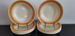 Lot de 6 assiettes creuse vintage Gien 50