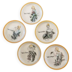 Lot de 5 assiettes décoratives Gien par Hughette Sainson