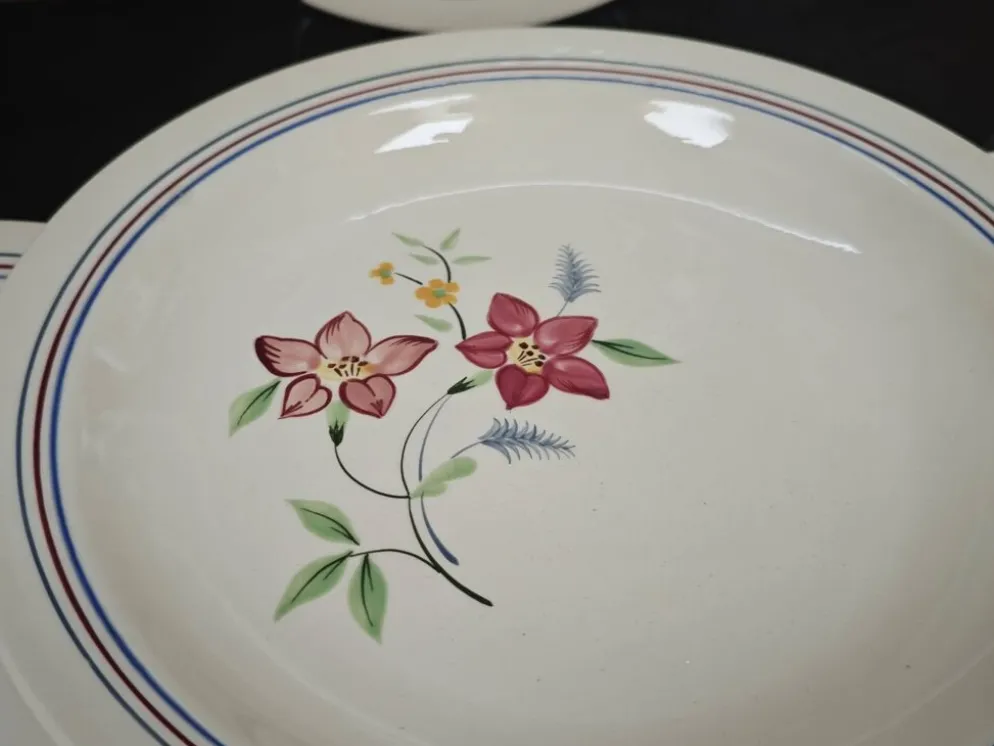 Lot de 6 assiettes demi creuses anciennes Salin France "Martine"