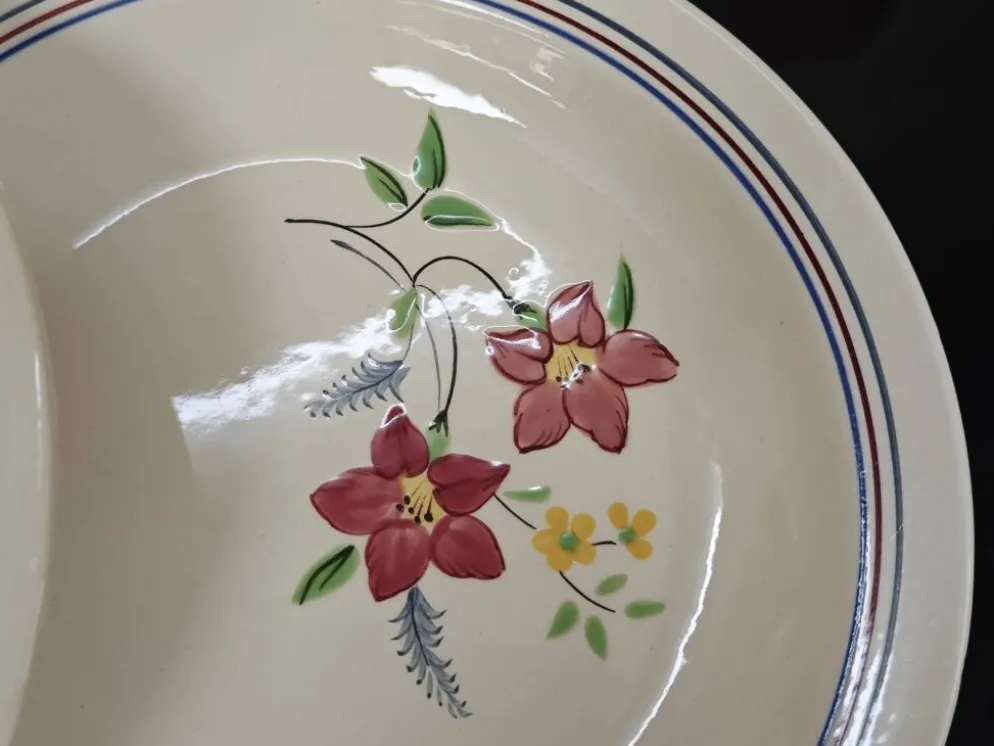 Lot de 6 assiettes demi creuses anciennes Salin France "Martine"