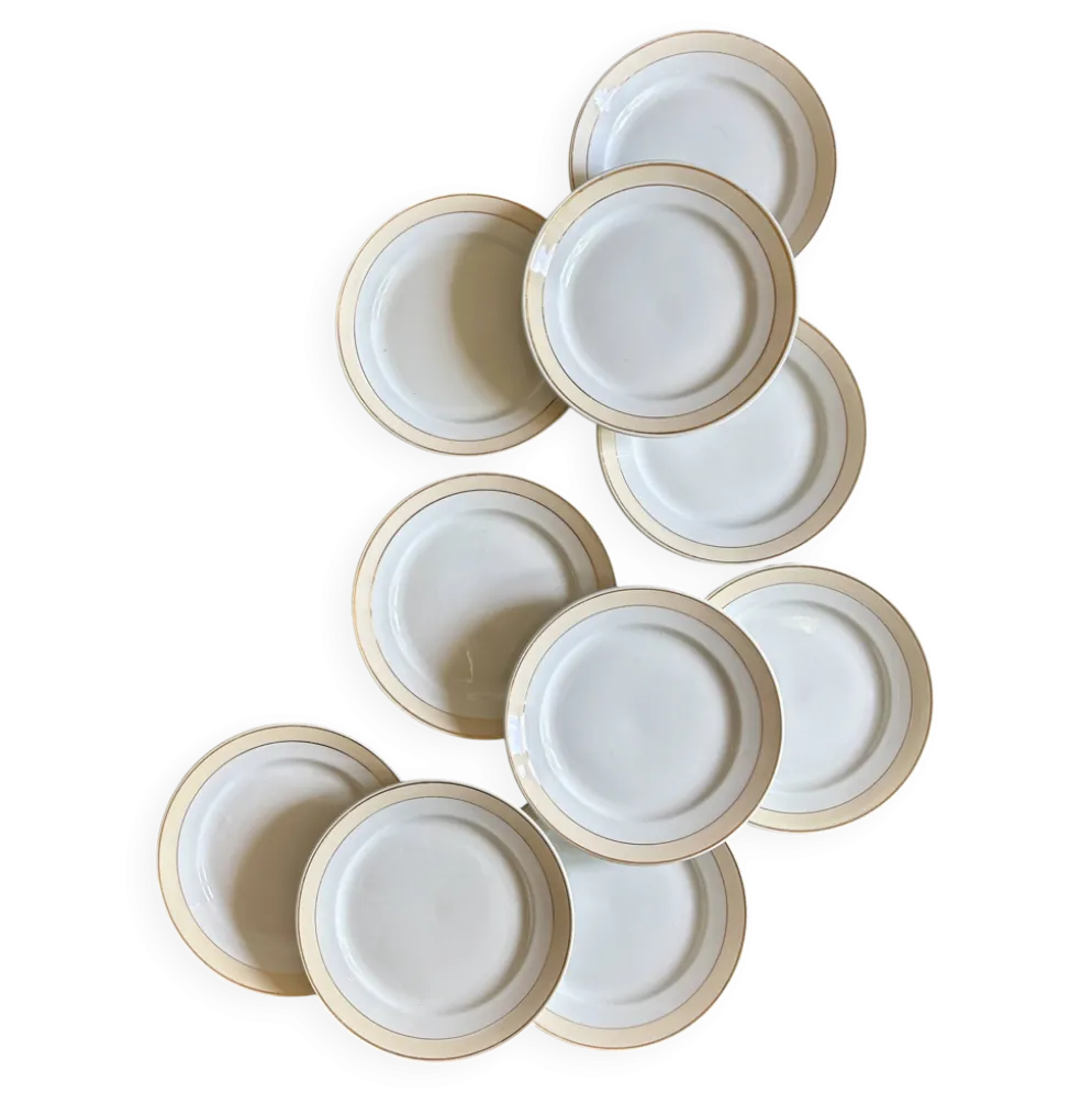 Lot de 10 assiettes à dessert anciennes - Auteuil de Lunéville