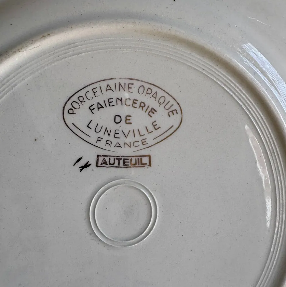 Lot de 10 assiettes à dessert anciennes - Auteuil de Lunéville