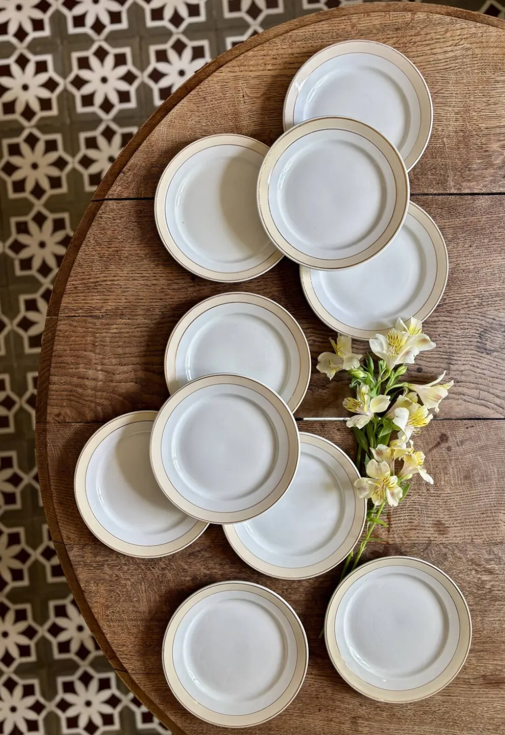 Lot de 10 assiettes à dessert anciennes - Auteuil de Lunéville