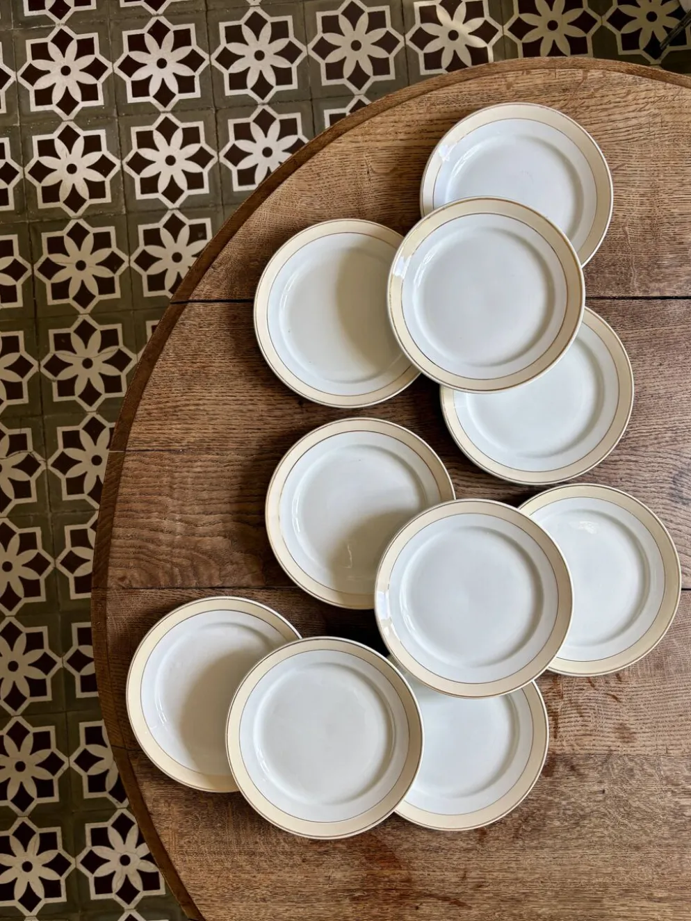 Lot de 10 assiettes à dessert anciennes - Auteuil de Lunéville