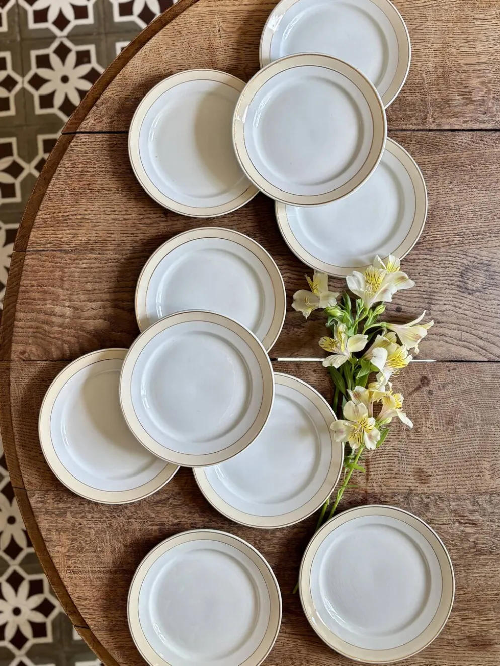 Lot de 10 assiettes à dessert anciennes - Auteuil de Lunéville