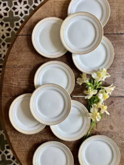 Lot de 10 assiettes à dessert anciennes - Auteuil de Lunéville